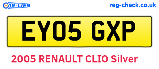 EY05GXP are the vehicle registration plates.