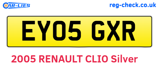 EY05GXR are the vehicle registration plates.