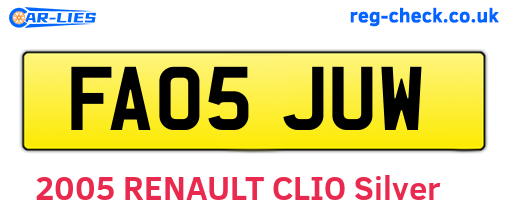 FA05JUW are the vehicle registration plates.