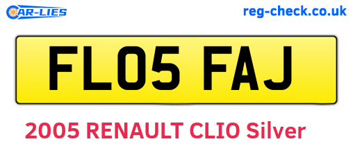 FL05FAJ are the vehicle registration plates.