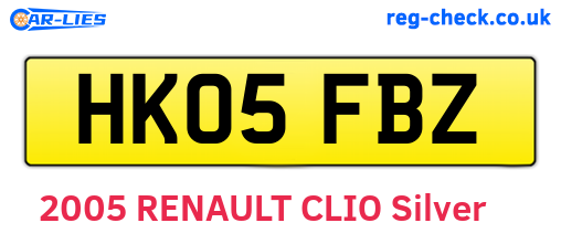 HK05FBZ are the vehicle registration plates.