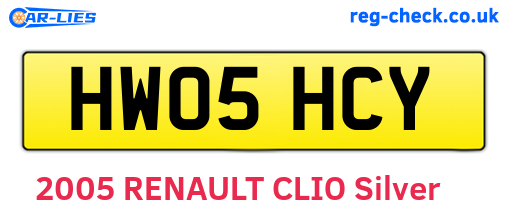 HW05HCY are the vehicle registration plates.