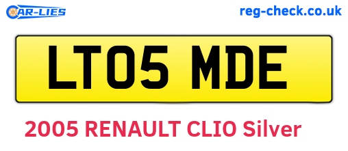 LT05MDE are the vehicle registration plates.