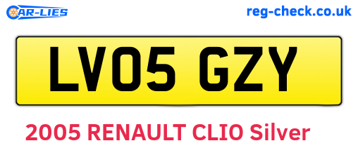 LV05GZY are the vehicle registration plates.