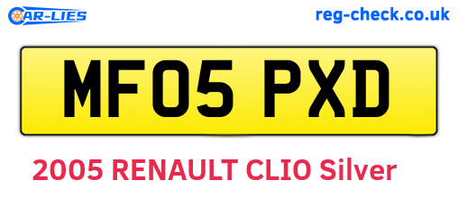 MF05PXD are the vehicle registration plates.