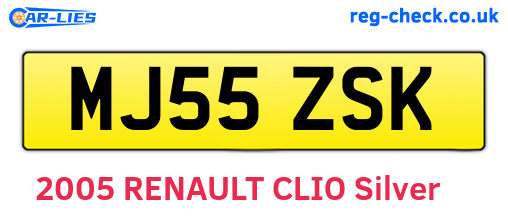 MJ55ZSK are the vehicle registration plates.