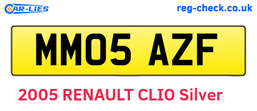 MM05AZF are the vehicle registration plates.