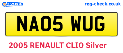 NA05WUG are the vehicle registration plates.