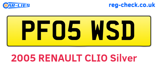 PF05WSD are the vehicle registration plates.