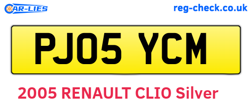 PJ05YCM are the vehicle registration plates.