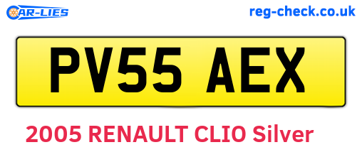 PV55AEX are the vehicle registration plates.