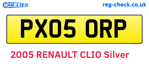 PX05ORP are the vehicle registration plates.