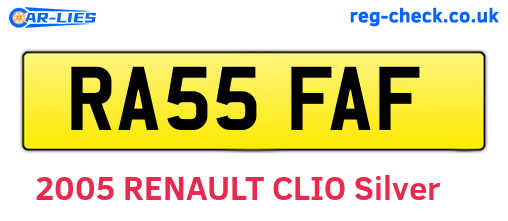 RA55FAF are the vehicle registration plates.