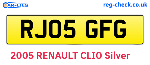 RJ05GFG are the vehicle registration plates.