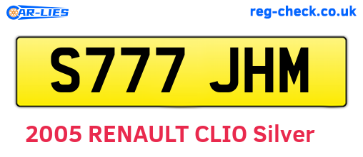 S777JHM are the vehicle registration plates.