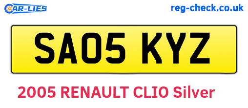 SA05KYZ are the vehicle registration plates.