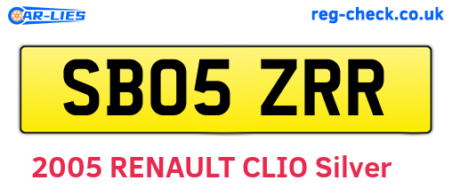 SB05ZRR are the vehicle registration plates.