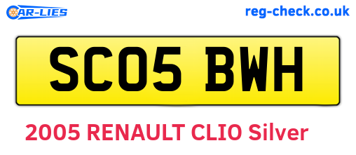 SC05BWH are the vehicle registration plates.