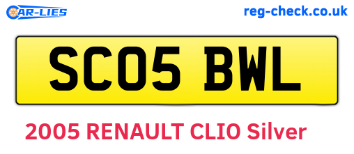 SC05BWL are the vehicle registration plates.