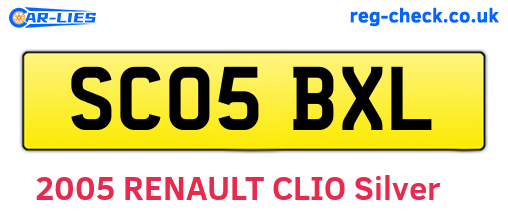 SC05BXL are the vehicle registration plates.