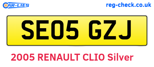 SE05GZJ are the vehicle registration plates.