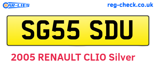 SG55SDU are the vehicle registration plates.