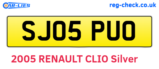 SJ05PUO are the vehicle registration plates.
