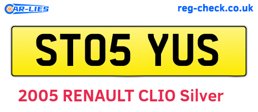 ST05YUS are the vehicle registration plates.