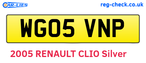 WG05VNP are the vehicle registration plates.