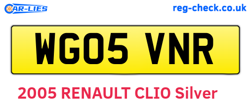 WG05VNR are the vehicle registration plates.