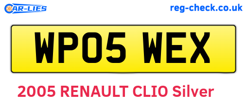 WP05WEX are the vehicle registration plates.