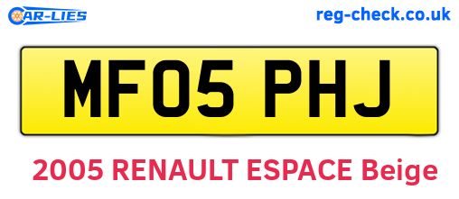 MF05PHJ are the vehicle registration plates.