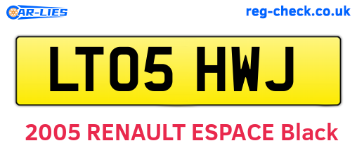 LT05HWJ are the vehicle registration plates.