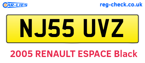 NJ55UVZ are the vehicle registration plates.