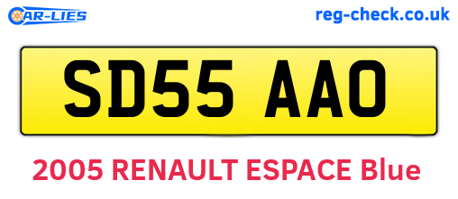 SD55AAO are the vehicle registration plates.