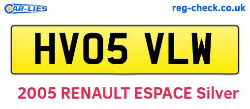 HV05VLW are the vehicle registration plates.