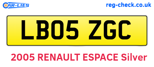 LB05ZGC are the vehicle registration plates.