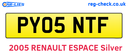 PY05NTF are the vehicle registration plates.