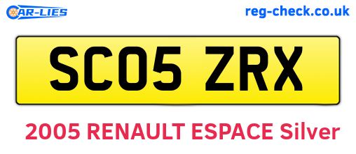 SC05ZRX are the vehicle registration plates.