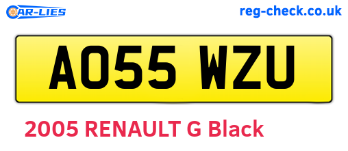 AO55WZU are the vehicle registration plates.
