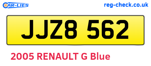 JJZ8562 are the vehicle registration plates.