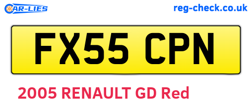 FX55CPN are the vehicle registration plates.