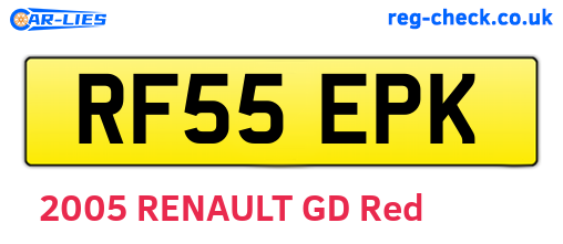 RF55EPK are the vehicle registration plates.