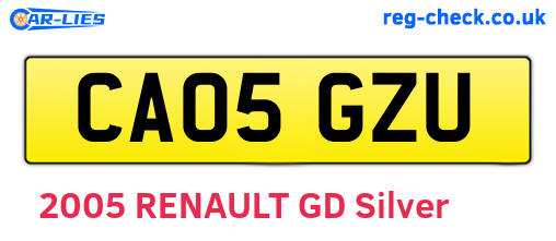 CA05GZU are the vehicle registration plates.