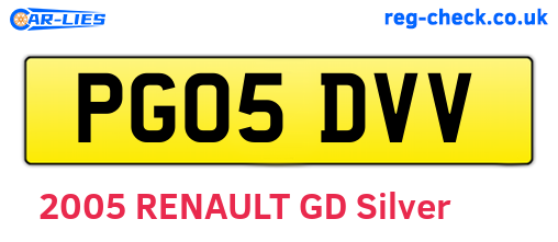 PG05DVV are the vehicle registration plates.