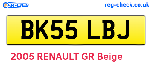 BK55LBJ are the vehicle registration plates.