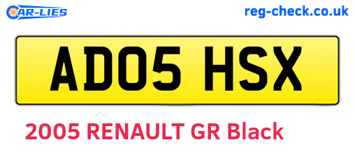 AD05HSX are the vehicle registration plates.