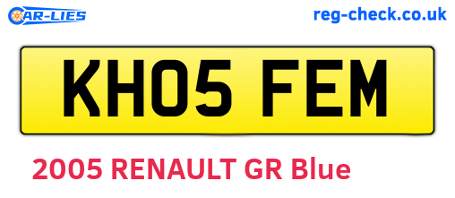 KH05FEM are the vehicle registration plates.