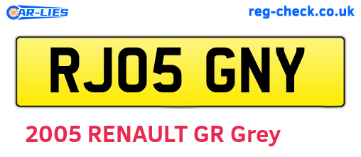 RJ05GNY are the vehicle registration plates.