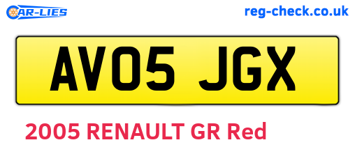 AV05JGX are the vehicle registration plates.